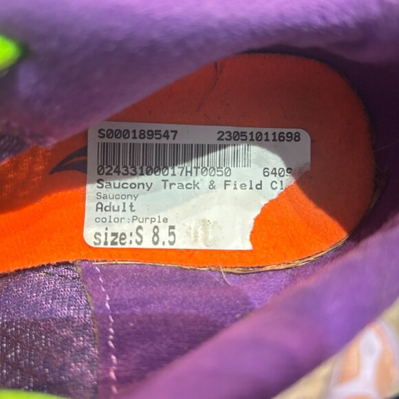 Saucony Women’s Track Cleats Sz 8.5 Purple and Neon Green 10187-3 Spikes Running - Picture 7 of 7